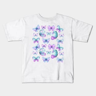 Light Purple Coloured Butterfly Pattern Kids T-Shirt